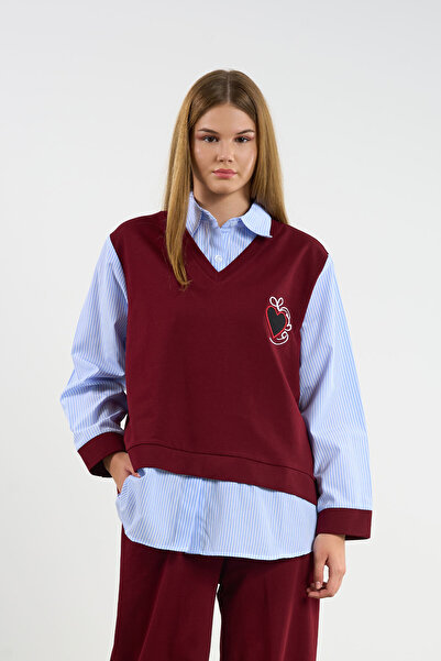 HANIQA Cămașă brodată cu detaliu pulover |   Ü25217