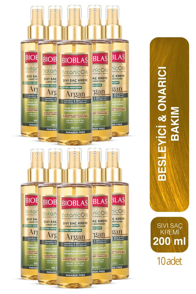 Bioblas Botanic Oils Argan Yağlı Sıvı Saç Kremi 200 ml Onarıcı Bakım Kremi 10...