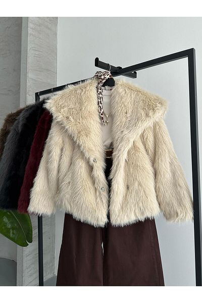 FERZOLAİO Luna Stone Oversize Fur Jacket