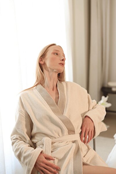İrya Travertine 100% Cotton Women's Bathrobe Light Beige