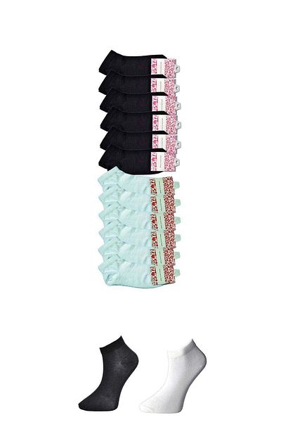 No8 Home Black and White Women's Ankle Socks 12 pairs