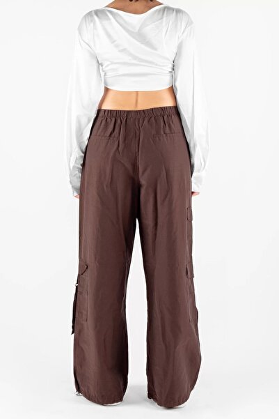 Bak Moda Premium Parachute Brown Cargo Pants with Pocket Detail