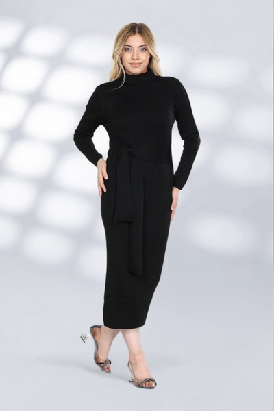 NEWCO Short Knitwear Casual Dress with Self Belt Straight Line Design Fashionable and Moderen