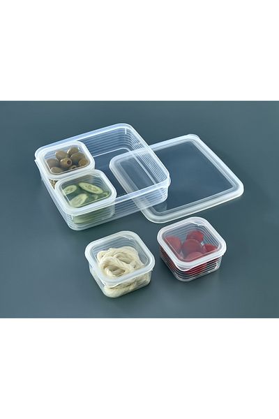FİTHOME 4-Piece Airtight Picnic Set Storage Container Breakfast Set with Transparent Lid
