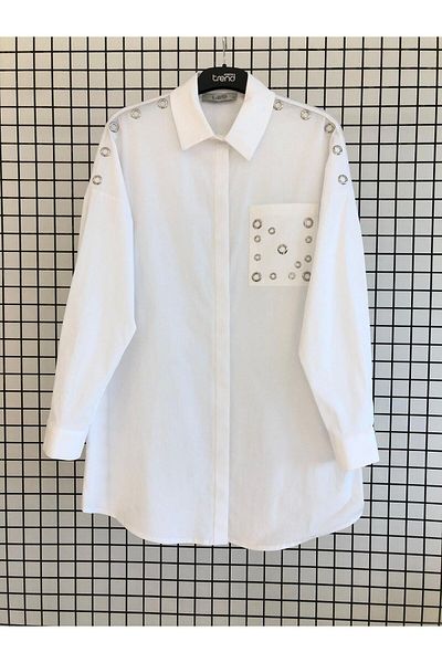 Armine Stone Detailed Hidden Button Shirt Autumn-Winter
