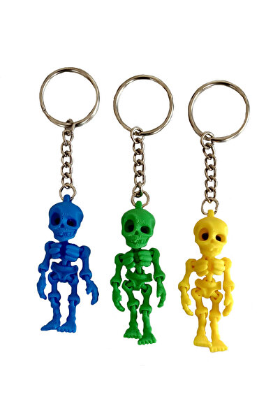 CT-TOYS (3 Adet) Hareketli İskelet Anahtar Seti Sarı - Mavi - Yeşil Renkler B...