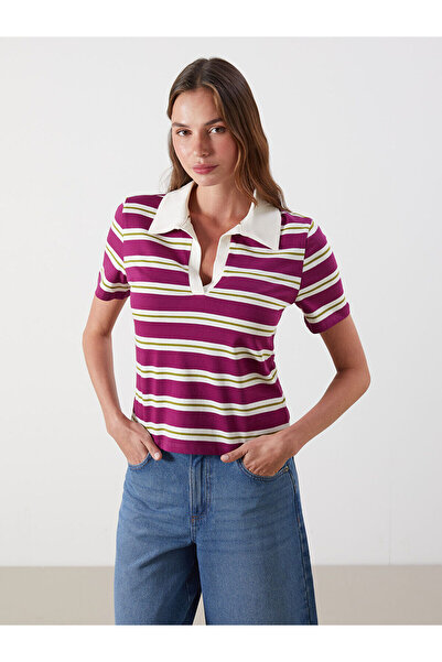 LC Waikiki Νέα σεζόν Polo Collar Striped Women Tisort - S5OU91Z8