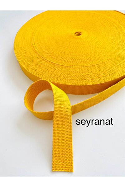 seyranat 3 Metre 3 cm Dar Dokuma %100 PAMUK Kolon Şerit Sarı Renk Çanta Askıs...
