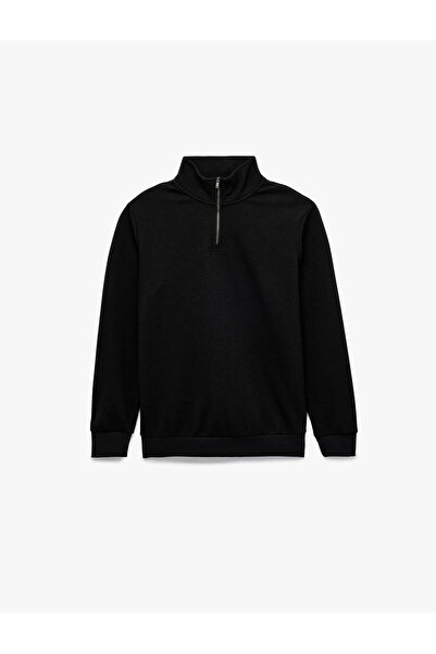 Koton Textured Long Sleeve Half Zip Sweatshirt