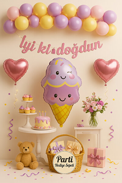parti hediye sepeti Σετ μπαλόνια από φύλλο παγωτού |   Είδη για πάρτι γενεθλί...