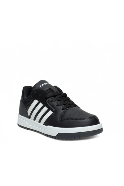 McDark Unisex Black White Thermo Sole Striped Lace-Up Sports Shoes