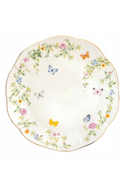 EasyLife طبق عشاء بورسلين بنقشة الفراشات الراقصة، مقاس 27 سم