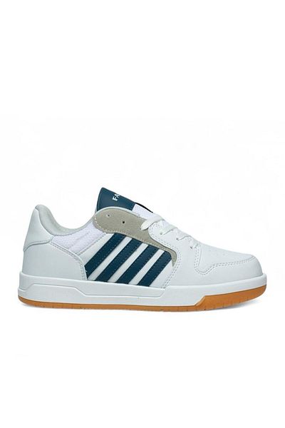 McDark Unisex White Navy Blue Thermo Sole Striped Lace-Up Sports Shoes