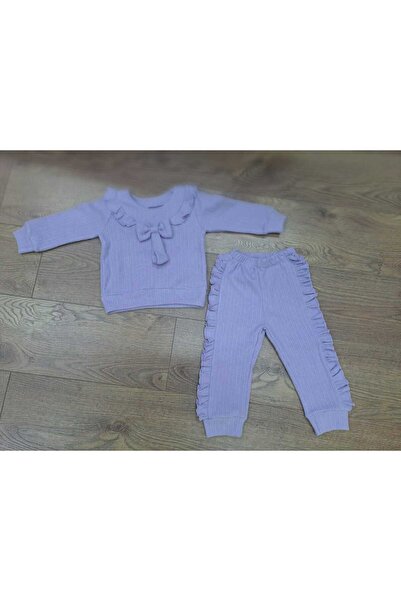 Tosyalı Burak Bebe Cotton Ruffle Tracksuit Bottom Top Girl Children's Double Set