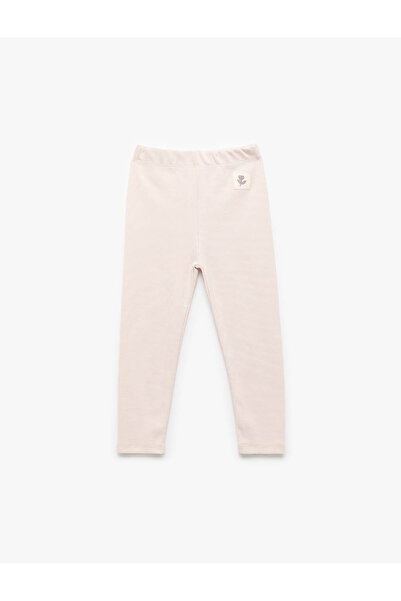 Koton Cotton Elastic Waist Camisole Basic Long Beige Baby Girl Leggings 6Wmg40024Ak