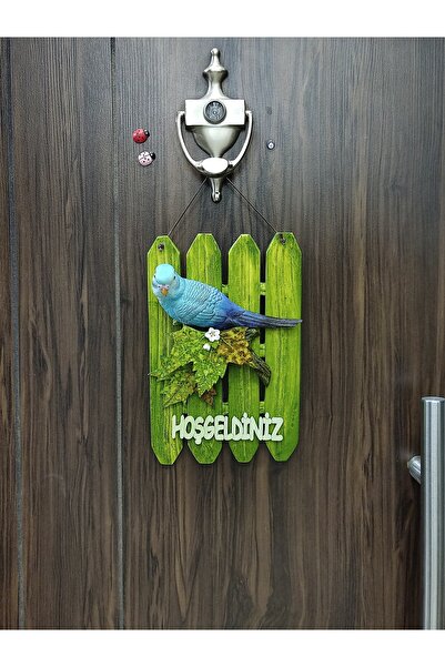 DNC Art&Deco Epoksi Reçine 3D Mavi Muhabbet Kuşu Dış Kapı Süsü - Evinize Neşe ve Renk Katın