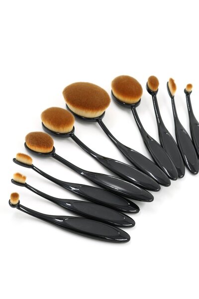 Professional Oval Makeup Brush 10pc Set Foundation/Powder Brush kit Beauty Blender Blush Brush Cosmetic Tool