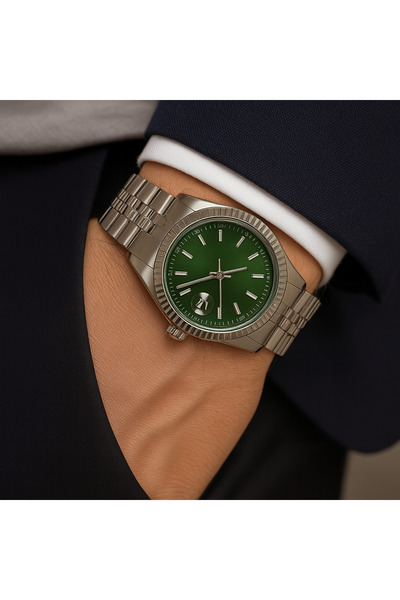 LOOQ Stylish Design Steel Band Men Wristwatch with Calendar