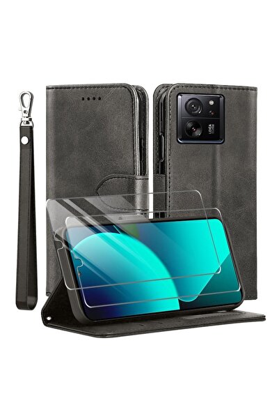 UIQ Husă tip Book Flip pentru Xiaomi 13T/13T Pro - Neagră
