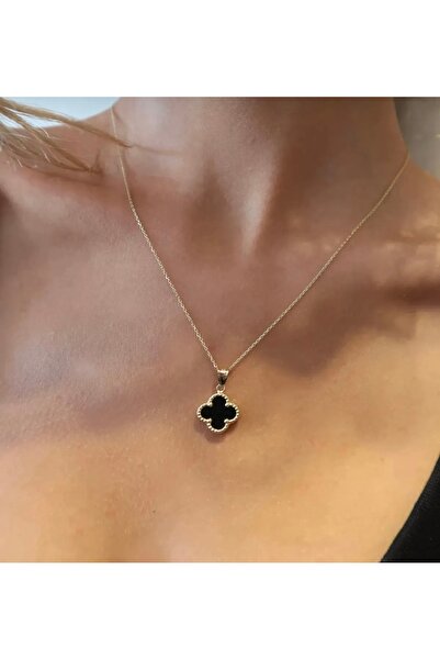 Manu Collection Kadın trend siyah paslanmaz Çelik kolye özel tasarım hediye kutusunda