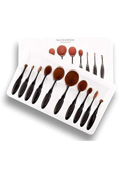 Professional Oval Makeup Brush - Set of 10