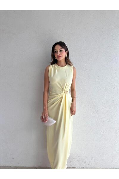 Mooi Butik CLESİ فستان ميدي 4567 - أصفر