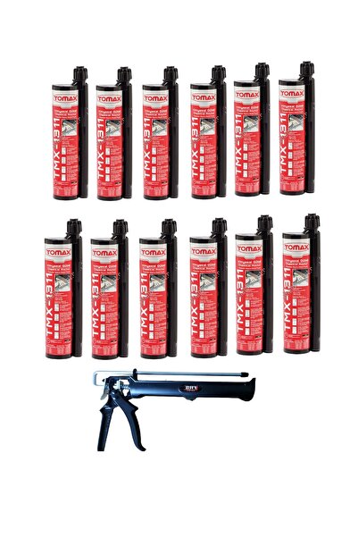 Tomax TMX-1311 Epoksi Kimyasal Dübel 345 Ml (12 Adet) + Sert Plastik Tabancası