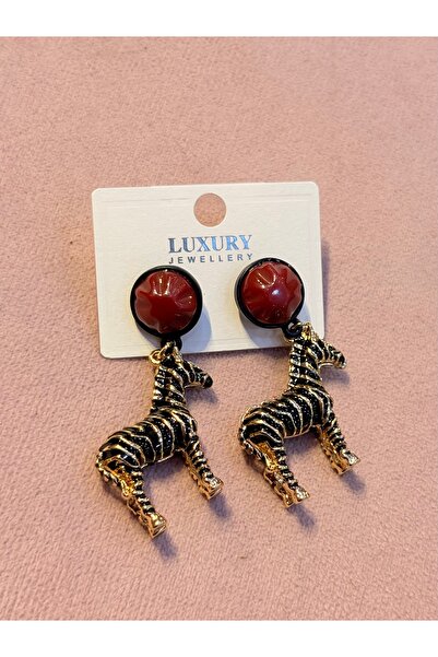 BETTY Zebra Figürlü Gold Detay Küpe