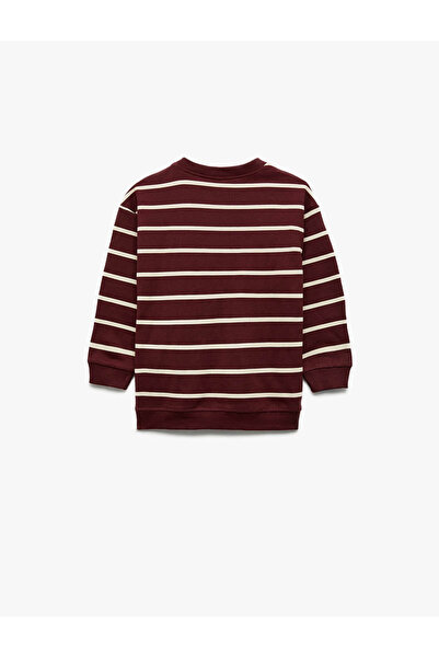 Koton Φούτερ για κοριτσάκι με ριγέ στάμπα αρκουδάκι σε μπορντό χρώμα 6Wmg10063Ak