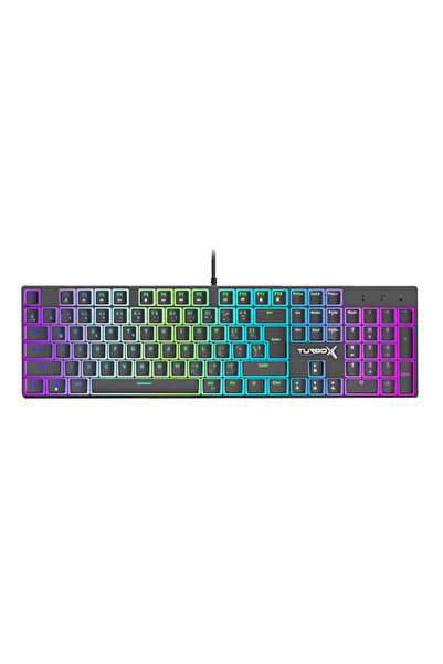 TURBOX TR-MK10PD RGB (Siyah))Makro Bilek Destekli Blue Switch Kablolu Mekanik Rainbow Gaming Klavye