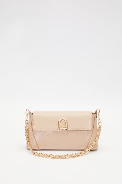 Levidor Logo Detay Omuz Çantası Vizon Rugan