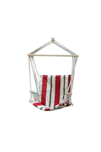 SGTT Hamac suspendat din bumbac, roșu/alb, 100x50 cm, suportă 150 kg, pentru ...