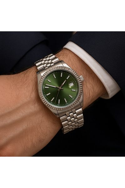 LOOQ Stylish Design Steel Band Men Wristwatch with Calendar