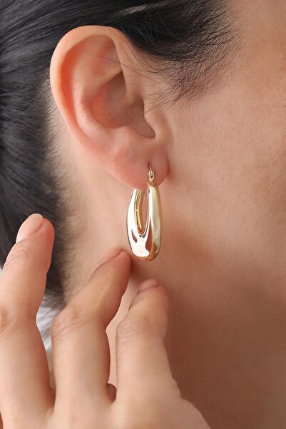 Tufanlar Kuyumculuk 14 Ayar Oval Altın Küpe