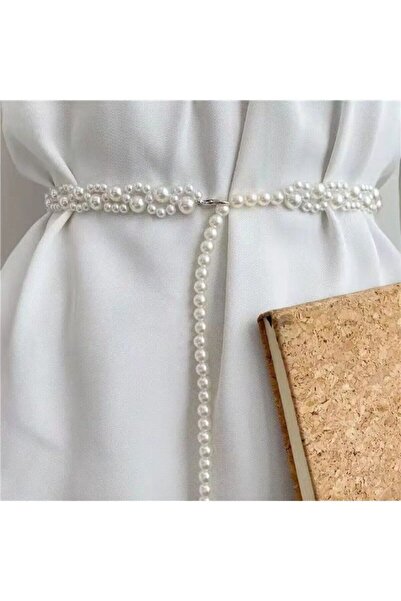 Shiklik Beyaz Renk İncili kadın bel kemeri