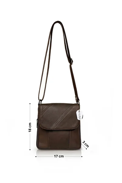 westbag Genuine Leather Brown Unisex Small Size Postman Crossbody and Shoulder Bag