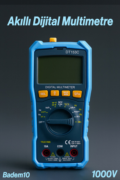 Badem10 1000V Dijital Multimetre Elektrik Ölçü Cihazı Aleti Ampermetre Direnç Akım Voltaj Ölçer