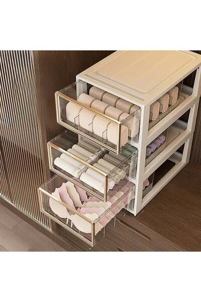 Generic 3 Pack Stackable Plastic Closet Storage Box, Wardrobe Cupboard Space-...