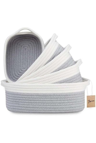 Generic 5-Piece Rectangle Storage Basket Set – Cotton Rope Woven Baskets for ...