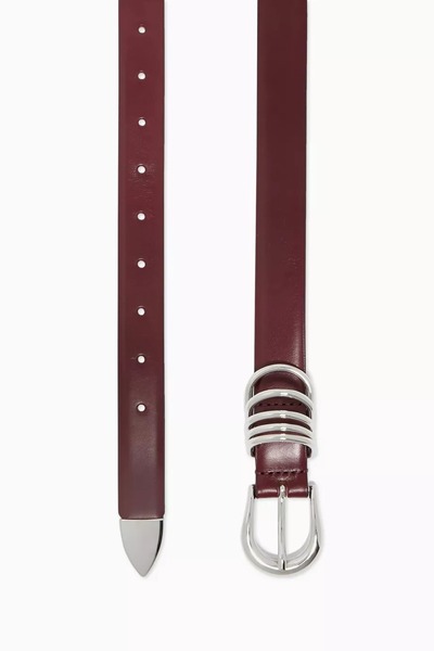 Dehanche Hollyhock Cowhide Belt Burgundy, Five Ring, Nickel Free, Italian Cra...