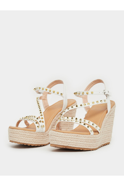 Styli Studded Strappy Espadrille Wedge Heel Sandals