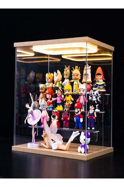 Generic Ring LED Light Acrylic Display Case with Door for Action Figure