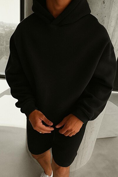 E-ROMA سترة رياضية بقلنسوة للجنسين مصنوعة من القطن الممشط بثلاث خيوط