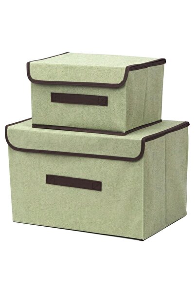 Generic صندوق تخزين قماشي قابل للطي من بلومينج تايم، قطعتين، أخضر