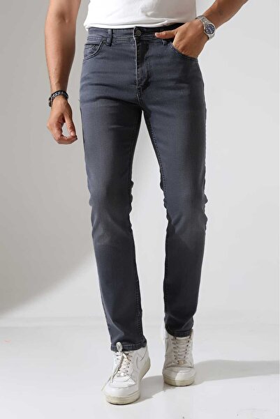 OwenLife Moda Serhan Klasik Kesim Gri Likralı Erkek kot pantolon Jeans