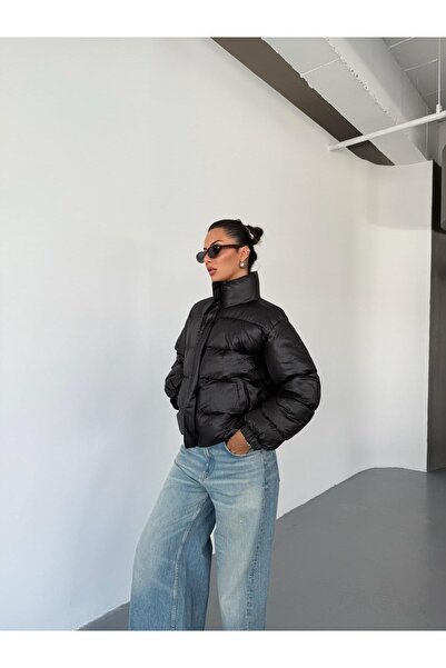 QUASAR Fashion Yeni Sezon Rahat Kalıp Siyah Şişme Mont