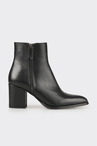 Elle Shoes Siyah Deri Kadın Klasik Bot