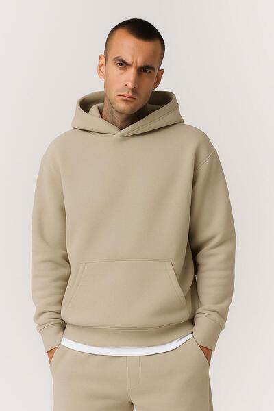 E-ROMA سترة رياضية بقلنسوة للجنسين مصنوعة من القطن الممشط بثلاث خيوط