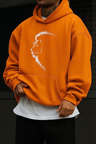 DM DOLCE MORE سترة رياضية مطبوعة بنقش الأسد من القطن الممشط بثلاث خيوط