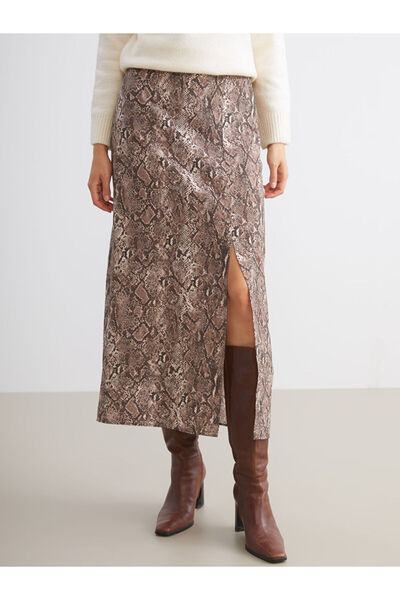 LC Waikiki Snake Skin Patterned Skirt with Zipper at the Waist